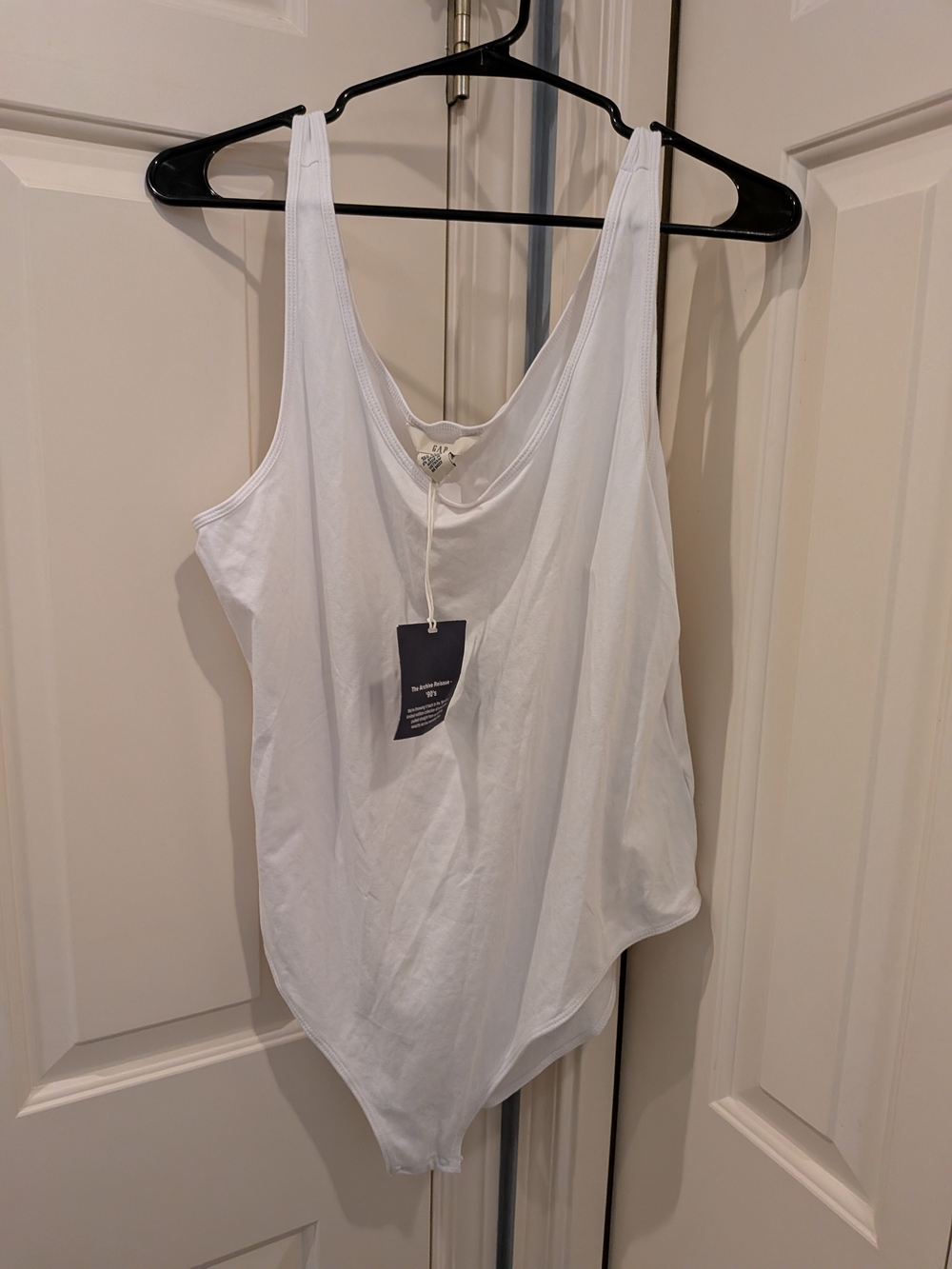 GAP White Scoop Neck Bodysuit with Tank Straps